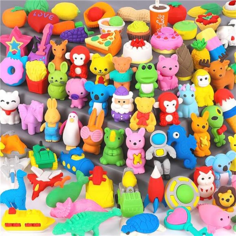 70 Pack Animal Assorted Erasers for Kids Back to School Supplies Bundle Set